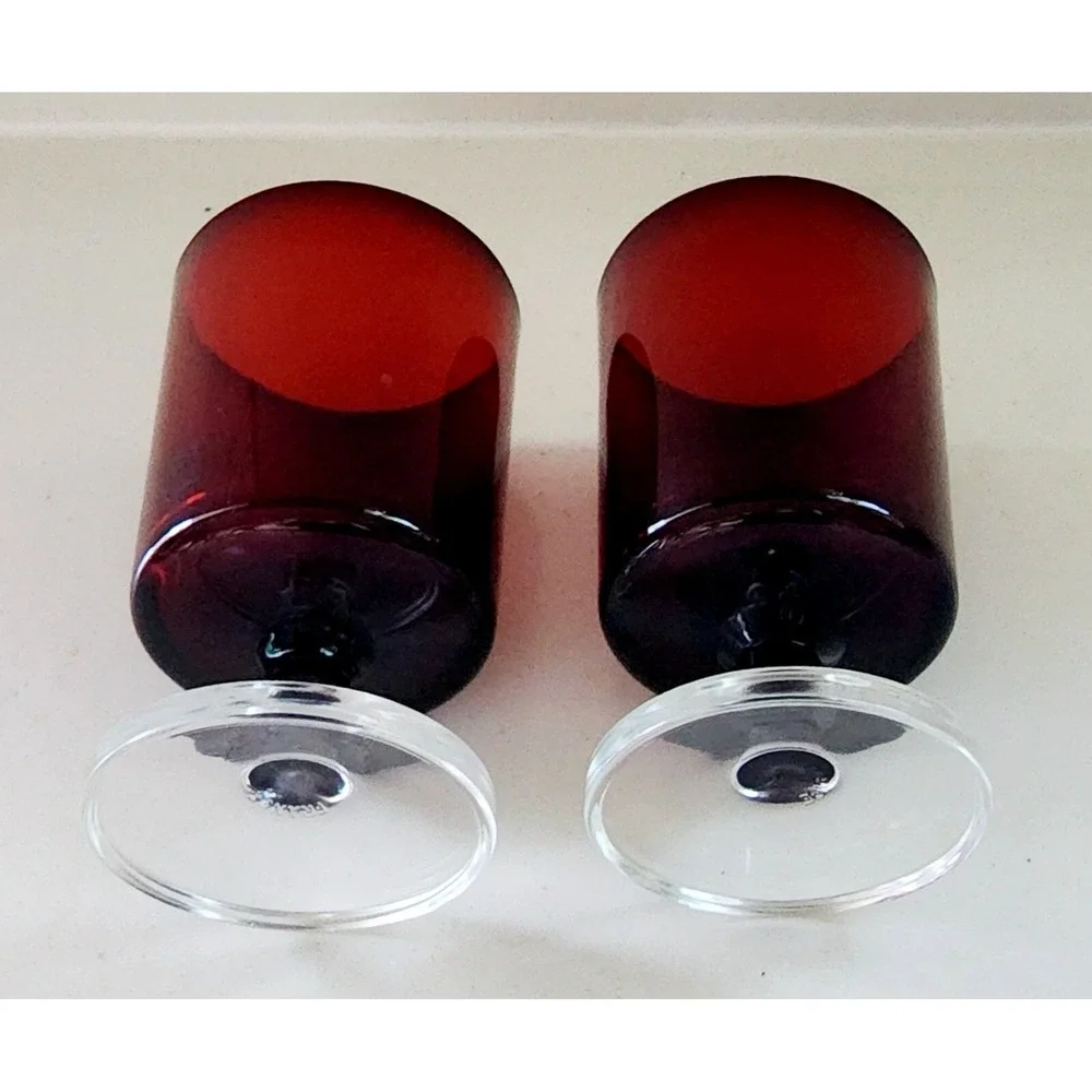 Vintage Luminarc France Ruby Red 6oz Cordial Glasses Set Of 2
